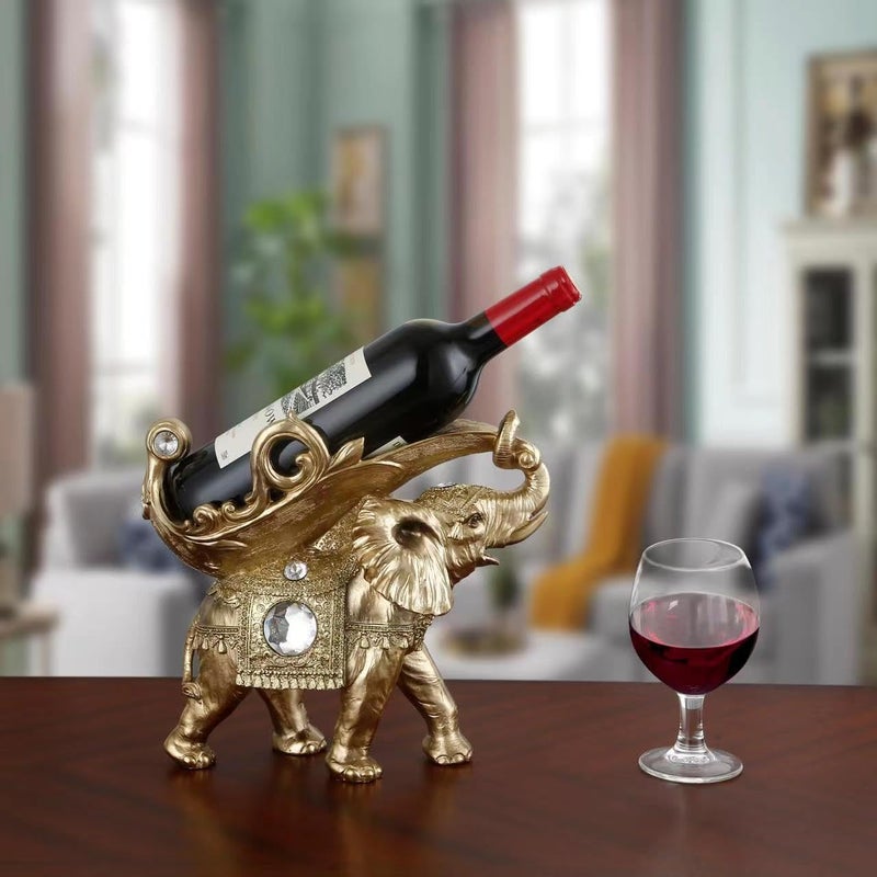 ICE Armor Lucky Wealth Thai Elephant Wine Rack Bottle Holder, Wine Rest Figurine Statue, Feng Shui Home Decor on Tabletops and Counters, Wine Lovers Anniversary Housewarming Unique Gifts for Her - Image 2